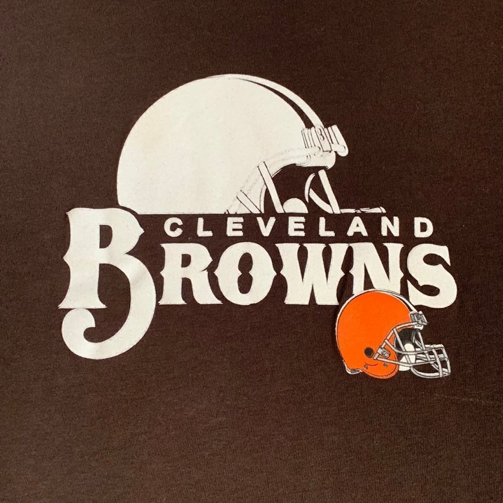 Cleveland Browns Football Graphic Fitted Long Sleeve T-shirt M Brown